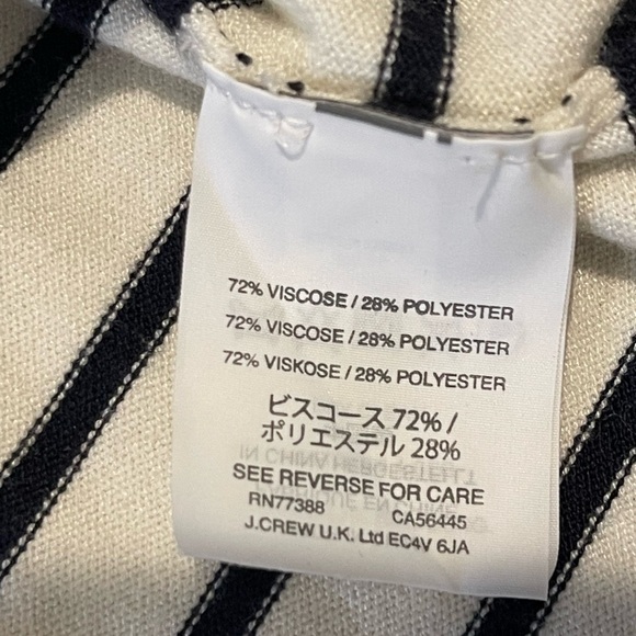J Crew Off The Shoulder Ruffle Striped Knit Sweater, Sleeveless Black/White, XXS - Picture 8 of 11